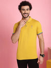 Venitian Men Double Mercerised Solid Polo Neck Yellow T-Shirt for Men