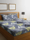 Home Sizzler 144TC Microfibre Grey Double Bedsheet With 2 King Size Pillow Covers-HSDBS004063