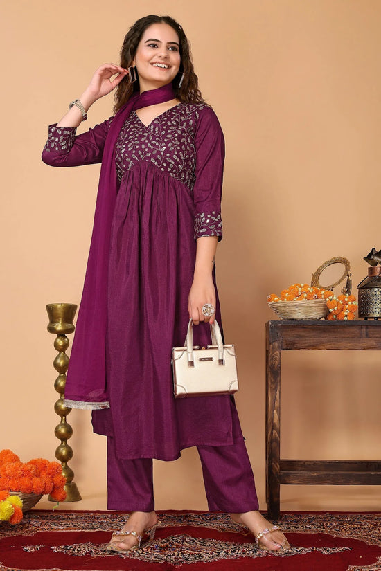 Avanshee Women's Latest Embroidred Silk Blend Kurta, Pant With Dupatta-ES-7518