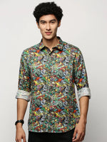 Men Black Printed Shirt-PRISM-M204-1612-Black