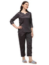 Smarty Pants Women's Silk Satin Dark Grey Color Night Suit Pair