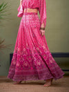 Women Pink Floral Anarkali Skirt-SHSKR30426XS