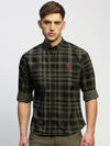 Men Green Checked Shirt-CLEON-1800-Green