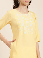 Women Yellow Solid Straight Kurta-NJ-3612218-Yellow