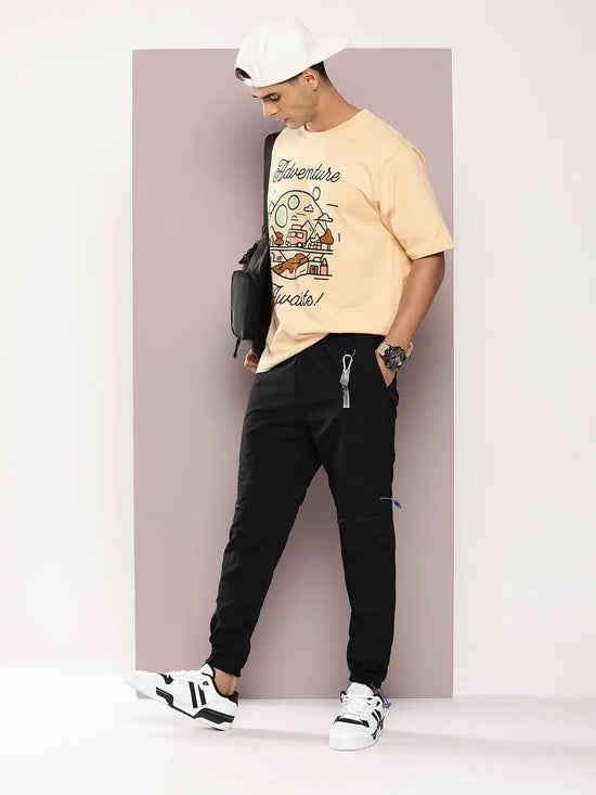 Dillinger Beige Graphic Oversized T-shirt-DLMOV289BGE-S