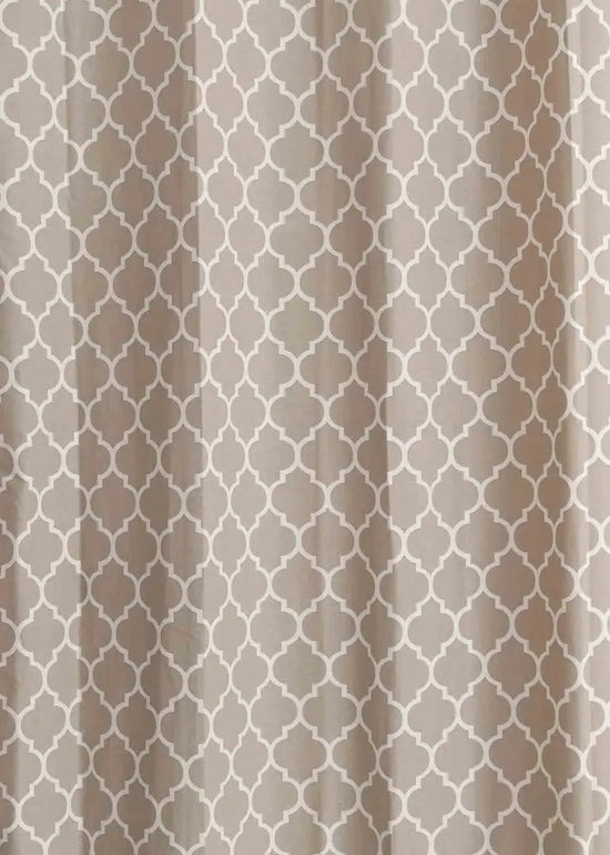 Reverse Trellis 100% cotton geometric curtain for bed room - Room darkening - Walnut Grey - Pack of 1-230421075