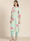 Women Sea Green Floral Kurta Set-UB-005-Seagreen