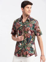 Men Spread Collar Floral Multi Casual Shirt-REVERIE-2105-Multi