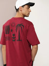 Dillinger Maroon Graphic Oversized T-shirt-DLMOV238MRN-S