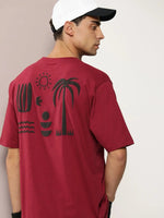 Dillinger Maroon Graphic Oversized T-shirt-DLMOV238MRN-S