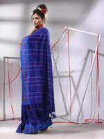 Navy Blue Cotton Saree With Stripes Design-MA55CT06520032