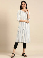 Women's White Printed Straight Kurta-SKC-3378-White