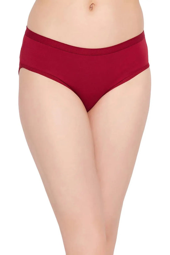 Clovia Mid Waist Hipster Panty in Maroon - Cotton