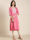 Women Pink Solid Straight Kurta-SKC-1239-Pink