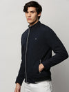 Men Navy Solid Casual Bomber Jackets-ZD-3500-Navyblue