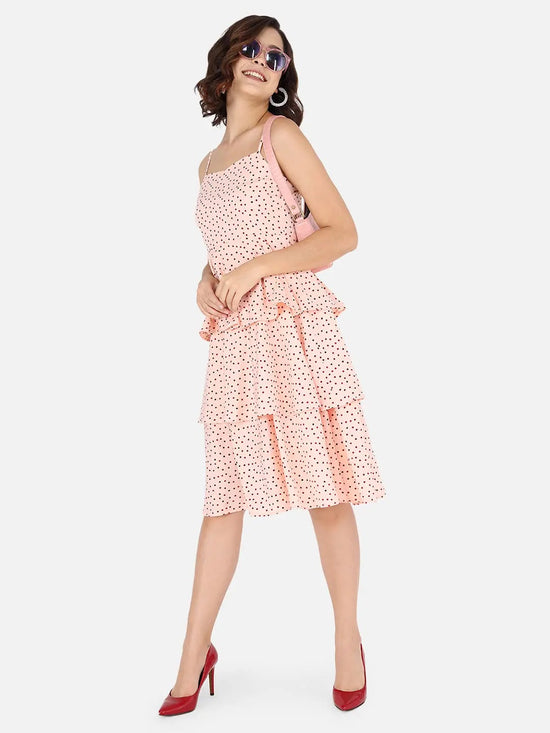 Peachy Polka Dots Dress