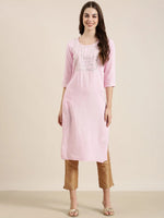 Women Pink Solid Straight Kurta-NJ-3740222-Pink