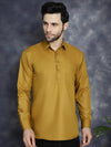 Men's Mustard Solid Short Kurtas-KO-5037Mustard