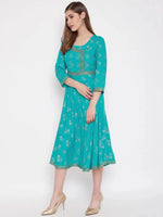 Deep back with front mock overlap Dress in Mint Blue