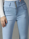 Women's Blue Solid Skinny Fit Denim Jeans-GZ-5352-Blue