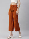 Women's Orange Solid Parallel Trouser-GF-14-Orange