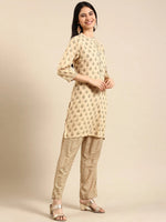 Women's Beige Printed Kurta Set-JCR-02-Beige