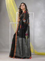 Black Linen Soft Saree-MA57LN331430037