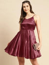 Back knot flare dress in Maroon