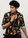 Men Black Printed Shirt-PRISM-M204-1617-Black