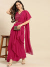 Women Solid Standard Magenta Jumpsuits & Sets