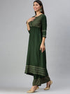 Women's Green Printed Kurta Sets-JC58-Green