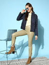 Women Solid Standard Navy Jacket