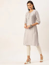 Women's Grey Solid Straight Kurta-DF-1201-Grey