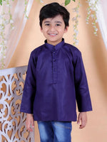 BownBee Boys Cotton Full Sleeve Short Kurta- Blue