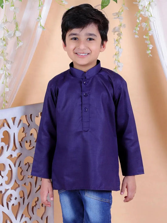 BownBee Boys Cotton Full Sleeve Short Kurta- Blue