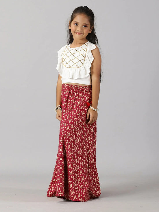 Girls Ethnic Ruffle Choli & Lehenga set-AW23GEST084008