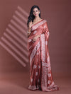 Brown Silk Soft Saree With Texture Print-MA60BSL01400056