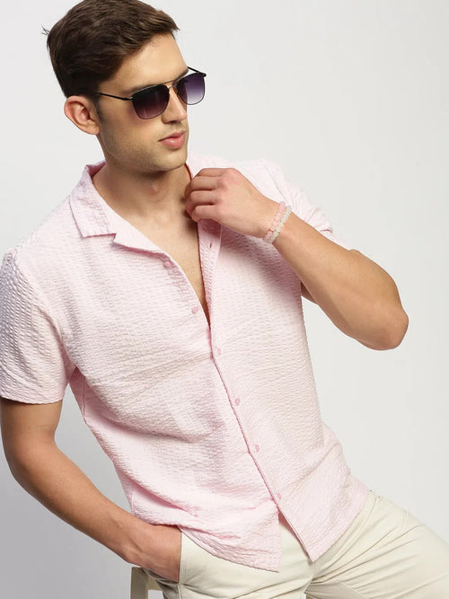 Men Pink Solid Shirt-CALIGO-1773-Pink