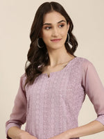 Women Lavender Embellished Straight Kurta-SKC-1216-Lavender