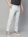 Genips Men's Off White Cotton Stretch Caribbean Slim Fit Solid Trousers