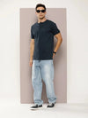 Dillinger Navy Blue Solid Regular Heney T-shirt