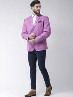 Hangup Men Standard Solid Men Formalwear-DarkPurple1LinenBlazer