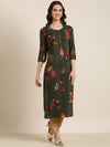 Women Green Floral Straight Kurta-GW-1955-Green