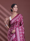 Burgundy Silk Soft Saree With Texture Print-MA60BSL01400033