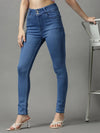 Women's Blue Solid Skinny Fit Denim Jeans-GZ-5281-2-Blue