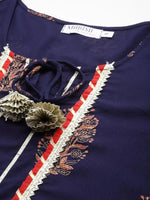 Kurta Pyajama with gota work in Navy Print