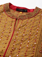 Women's Camel Brown Floral Anarkali Kurta-RF-004-Camelbrown