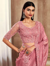 Saree Mall Women's Satin  Pink Embellished Designer Saree With Blouse Piece-SRVATN7909