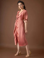 Front Twist Kaftan Dress in Rust Color