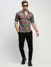 Men Black Floral Shirt-PRISM-1699-Black